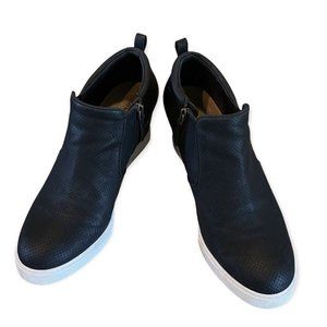 Susina Women’s 10 M Black Wedge Slip On Perforated Sneaker Ankle Bootie